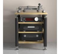 Support mobile moderne pour enceintes et appareils multimédias avec roulettes - Meuble audio-vidéo polyvalent pour platine vinyle, récepteur et autres appareils électroniques - Design élégan