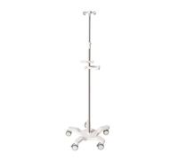 Support mobile portable perfusion intraveineuse, Poteau Avec Roulettes Inox Hauteur 105-205cm 4 Crochets Plateau Poignée Mobile