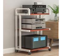 Support mobile pour équipement Hifi avec roulettes 3/4/5 niveaux pour console TV en bois et métal, étagère de rangement pour la maison et le bureau, finition noire et teck, table d'appoint polyvalente