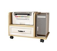 Support mobile pour processeur avec tiroirs de rangement - Support d'imprimante à 2 niveaux sur roulettes sous le bureau - Pour la maison et le bureau - Finition naturelle (76 x 46,5 x 45 cm)