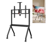 Support Mobile pour Tableau Blanc interactif, Support TV autoportant réglable en Hauteur avec roulettes verrouillables, Support de Sol pivotant Haut, Noir - 570
