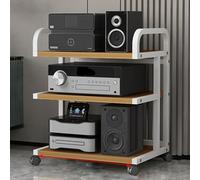 Support moderne avec roulettes - Tour AV Ma Rack pour tourne-disque en bois pour salon, jeu et studio d'enregistrement (noyer blanc, 127 cm)