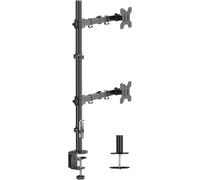 Support Moniteur Double Écran Superposés, Colonne Haute 80 cm Réglable, 2 Moniteurs 17-27 Pouces, Inclinable et Pivotant 180°, Charge 10 kg par Bras, VESA 75/100mm (MD6821DB)