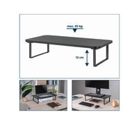 Support Moniteur/Laptop Gembird MS-TABLE-03 Noir, Acier/Plastique/Bois, 500x260x122mm, Max. 20kg, pour 1 écran, Montage Bureau Autonome