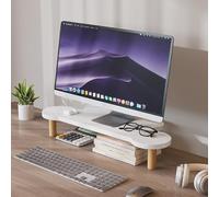 Support Moniteur Mignon Forme de Nuage Colonne Montante Universelle de Moniteur, Planche de Bois Organiseur de Bureau pour Ordinateur Portable/imprimante/écran, Étagère de Bureau avec Coin Rond (Colo