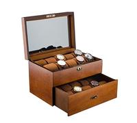 Support Montre Rangement Montre Boîte à Montres 20 Fentes En Bois Massif for Hommes Boîte De Montre Vitrine Collection Boîte À Bijoux Stockage Rétro Double Couche Boite Montre Coffret à Montres ( Colo