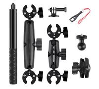 Support Moto pour Caméra d'action, Accessoires pour Insta360 x4, kit Moto pour Insta360 X4 X3 X2, Rotation à 360 Degrés Double Pince Support Moto Double Stabilité, Perche à Selfie pour Guidon de Moto