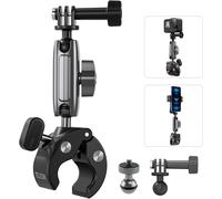 Support moto pour GoPro,Support vélo pour DJI Osmo 360/Nano Action 5 Pro Pocket GoPro Hero 13/12/11/10,Insta360,accessoires de caméra avec double rotule rotative à 360°,adaptateur 1/4-20mm