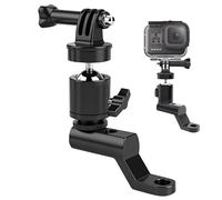 Support Moto Vélo Go Pro Aluminium 360° Rotatif - Support de caméra d'action pour Moto Caméra Sport Insta 360, DJI Os-mo, Go Pro Hero, avec Super Pince et Tête de Boule RAM 1/4"