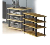 Support multifonction à 4 niveaux en noyer pour équipement audio et vidéo pour bureau, salon, centre multimédia, étagères de rangement, meubles de divertissement à domicile