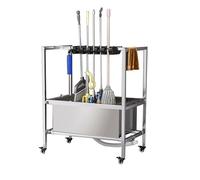 Support multifonction pour balai et serpillère - 20 emplacements et 24 crochets - Pour fournitures de nettoyage, seau à serpillère, outils de jardin - Support de rangement durable pour la maison et le