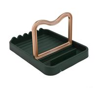 Support multifonction pour couvercle de casserole et repose-cuillère de cuisine, grand support à ustensiles avec tampon anti-goutte, spatule, louche, gris (vert)