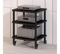 Support multifonction pour lecteur multimédia AV à 2/3 niveaux - Armoire stéréo pour maison - Amplificateur HiFi - Étagère audio-vidéo - Centre de divertissement - Noir - Hauteur : 72,4 cm