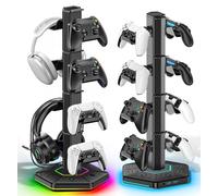 Support Multifonction pour Manettes et Casque avec Ports USB, Crochet Détachable pour Organisateur de Câbles, Rangement Accessoires Gaming pour PS5/Xbox/Switch, Idéal en Cadeau pour Gamers