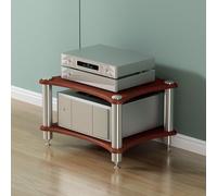 Support multima en teck avec 1 à 4 étagères réglables en acier E pour o/vidéo, équint, tourne-disque vinyle, console de jeu et imprimante Sto Ele