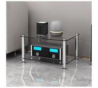 Support Multimédia à 1/2/3/4 Étagères, Armoire de Rangement Audiovisuel avec Étagère Verre, Supports et Étagères Stéréo Robustes, Système Stéréo, Tour de Support Audio Moderne,Clear,2 Tire