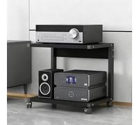Support multimédia à 2 niveaux avec roulettes autonome pour lecteur DVD/CD et console de jeux, étagère HiFi mobile, tour multimédia moderne (50 x 40 x 50 cm)