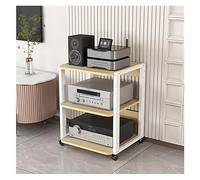 Support multimédia à 3 niveaux avec étagères réglables, étagère HiFi AV pour système stéréo domestique, support de composants audio-vidéo roulant, centre de divertissement jaune pour salon