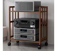 Support multimédia audio-visuel - Étagère audio-visuelle, étagère d'angle stéréo, console de tourne-disque, tour multimédia de jeu, support AV en bois élégant pour divertissement à domicile.