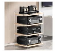 Support multimédia AV 3/4 Couches, Support de Rangement en Acrylique sur Pied, étagère de Rangement Audio Portable, for Salon/Salle de Jeux/Bureau(Style 1,40x52.2x79.4cm)