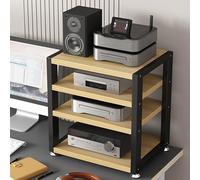 Support multimédia AV à 3 niveaux pour petits espaces - Étagère de divertissement en bois pour console de jeux vidéo - Tour audio pour lecteurs DVD, box TV, décodeur câble, routeur WiFi (noir)
