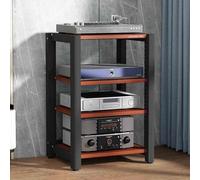 Support multimédia AV à 4 niveaux - Tour audio moderne avec étagères réglables pour lecteurs DVD, consoles de jeux, TV et boîtiers de câbles - Solution de rangement multimédia élégante blanche