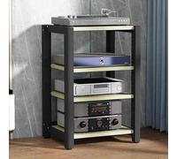 Support multimédia AV à 4 niveaux - Tour audio moderne avec étagères réglables pour lecteurs DVD, consoles de jeux, TV et boîtiers de câbles - Solution de rangement multimédia élégante blanche