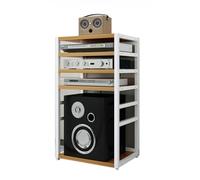 Support multimédia AV à 5 niveaux - Tour de rack audio réglable pour jeux et enregistrements Étagère d'imprimante au sol Design élégant noir pour Home Cinéma et Studio
