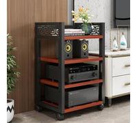Support multimédia AV à roulettes, Tour Audio Robuste et Centre multimédia, Meuble Rack pour amplificateur, Console de Jeu, Lecteur DVD, routeur Wi-FI(4 Layers)