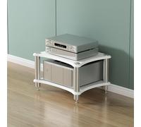 Support multimédia AV avec étagères 1/2/3/4, étagère audio-vidéo en bois et métal, armoire stéréo pour amplificateurs, récepteurs, lecteurs CD, systèmes home cinéma (blanc, 2 étagères)