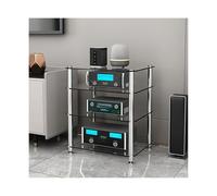 Support multimédia AV en verre trempé - Rack amplificateur multicouche moderne stéréo et étagère de console récepteur pour divertissement à domicile (transparent, 1 niveau)