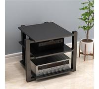 Support multimédia AV - Étagère audio-visuelle pour lecteur de disques stéréo, console de jeu, support TV d'angle compact, centre de divertissement pour petits espaces, tour audio réglable.