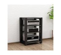 Support multimédia AV Étagères de rangement multimédia réglables Lecteur de disques CD Armoire de rack de composants stéréo Tour de rack audio moderne Compatible with studio à domicile(Svart,4 Tier)