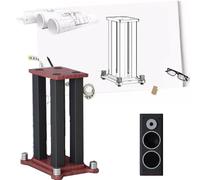 Support multimédia AV Hi-Fi avec étagère de rangement pour consoles de jeu et appareils de diffusion en continu, support de bureau avec pieds absorbant les chocs et support de haut-parleur, finition