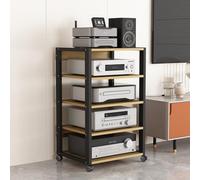 Support multimédia AV Mobile à 4/5 Niveaux, étagère d'angle pour Lecteur de Disque, Armoire de Rangement de Composants stéréo, Support Audio avec étagère en Bois réglable en Hauteur pour Maison (B 5