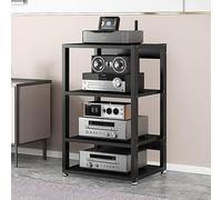 Support multimédia AV mobile avec roulettes, support audio-visuel, tour composante stéréo, support multimédia polyvalent pour centre de divertissement à domicile, meuble TV avec rangement