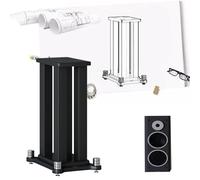 Support multimédia AV moderne avec support Hi-Fi et étagère de rangement au sol pour consoles de jeu, appareils de diffusion en continu et ordinateurs de bureau - Pieds absorbant les chocs et support