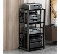 Support multimédia AV moderne et robuste - Meuble d'angle TV de divertissement pour composants audio stéréo Chariot roulant pour projecteur de bureau et home cinéma vidéo amplificateur et support de