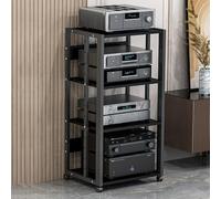 Support multimédia AV moderne robuste pour home cinéma, armoire stéréo et chariot de projecteur, rack de divertissement TV roulant, étagère d'amplificateur, rangement de composants audio d'angle