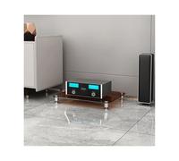 Support multimédia AV multicouche en verre trempé - Étagère moderne pour amplificateurs audio-vidéo - Armoire stéréo - Récepteur - Étagère pour divertissement à domicile (transparent, 1 niveau)