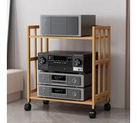 Support multimédia AV multifonction réglable en hauteur à 2/3/4/5 niveaux avec roulettes - Tour audio d'angle pour lecteur CD - Meuble TV marron (80 x 77 cm)