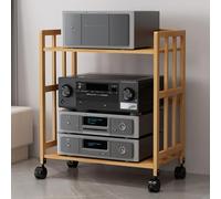 Support multimédia AV pour TV 2/3 niveaux en bois HiFi étagère imprimante armoire de rangement stéréo lecteur DVD/CD nizer support console de jeu étagère routeur étagère (naturel 80 x 30 cm)