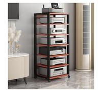 Support multimédia AV réglable à 7 Niveaux, Support Audio Robuste avec roulettes, Multifonctionnel for Consoles, CD et DVD(Red)