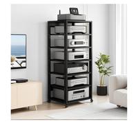 Support multimédia AV réglable à 7 Niveaux, Support Audio Robuste avec roulettes, Multifonctionnel for Consoles, CD et DVD(Noir)