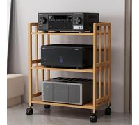 Support multimédia AV réglable en hauteur à 2/3/4/5 niveaux, support TV et stéréo multifonction avec roulettes, tour audio d'angle pour la maison, support de lecteur CD, marron, 55 x 88 cm