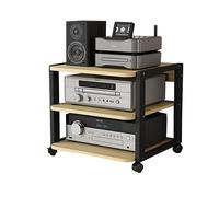 Support multimédia AV, tour audio à 3 niveaux avec étagères réglables, armoire de rangement à poulie pour jeux, réunion, salon, salle d'enregistrement