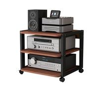 Support multimédia AV, tour audio à 3 niveaux avec étagères réglables, armoire de rangement à poulie pour jeux, réunion, salon, salle d'enregistrement