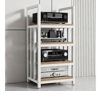 Support Multimédia AV,Tour de Support de Composants Audio,Hauteur Réglable | Étagère D'équipement Audiophile à 2/3/4 Niveaux, Armoire Stéréo for Lecteur de Disque Cd de Jeu Tv(F,4tier)