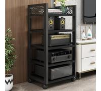 Support Multimédia d'angle À 5 Niveaux, Étagère for Système de Jeu, Meuble AV Mobile, Tour Audio Réglable en Hauteur for Maison/Bureau/l'audio Vidéo/DJ/Théâtre