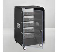 Support multimédia en acrylique avec serrure - Support TV robuste avec grand espace de rangement - Porte transparente - Armoire stéréo à 5 niveaux - Tour pour salon, salle d'enregistrement, jeux vidéo